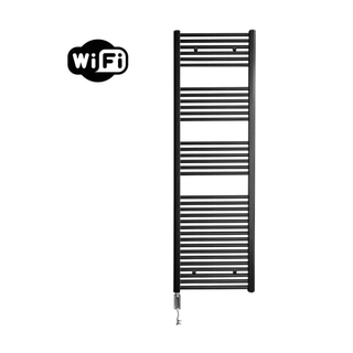 Sanicare HVW Elektrische Radiator - 172x60cm - 1127W - wifi - thermostaat - chroom - linksonder - mat zwart