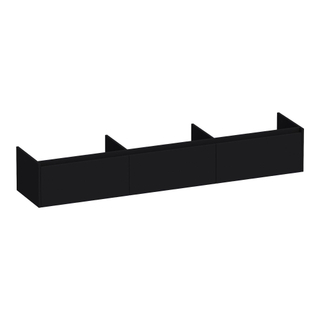 BRAUER Embrace wastafelonderkast - 219.8x35x45.5cm - met 3 softclose lades - greeploos - 0 sifon uitsparingen - mat zwart