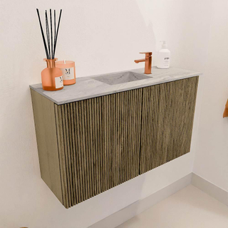 Mondiaz JOYA-DLUX 70cm toiletmeubel - kleur Dusk - Wastafel FAYE positie Midden 1 kraangat kleur Glace.