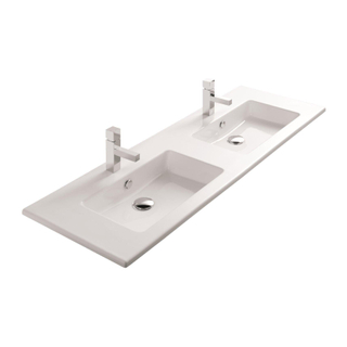 Thebalux wastafel slimline 140cm keramiek 2x kom 2x kraangat