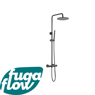 FugaFlow Eccelente Sobrado Badkamer Thermostatische Regendoucheset - 25cm - ronde hoofddouche - staafhanddouche - zwart mat