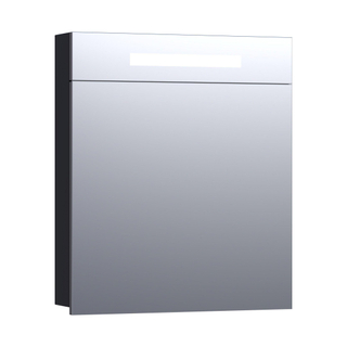 Saniclass 2.0 Spiegelkast - 60x70x15cm - verlichting geintegreerd - 1 linksdraaiende spiegeldeur - MFC - black wood