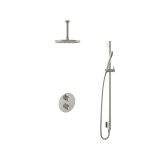 Hotbath Buddy IBS Regendoucheset - 15cm plafondarm - 25cm ronde hoofddouche - staafhanddouche - glijstang - geborsteld nikkel