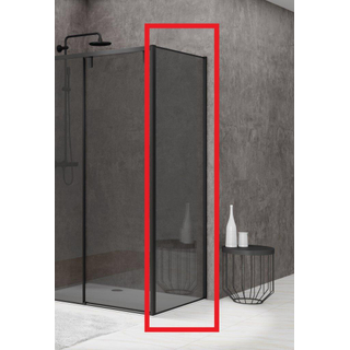 Van Rijn Products ST06 Paroi fixe - 70x200cm - Verre fumé gris - épaisseur 8mm - pour cabine d'angle - profil mural - Noir
