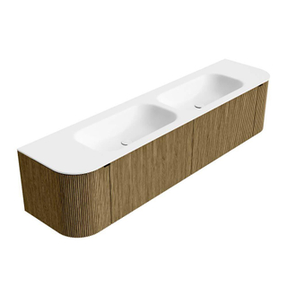 Mondiaz KURVE Badkamermeubelset - 190x46x40cm - 2 lade - 2 deuren - wastafel solid surface - dubbel - 2 kraangaten - Dusk