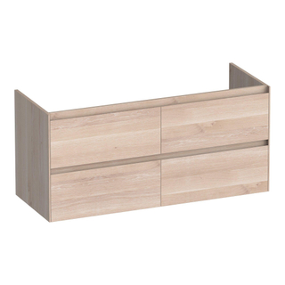 BRAUER Inspire wastafelonderkast 120 4 softclose lades - greeploos - 2 sifon uitsparingen - massief eiken - lamellen eiken wit