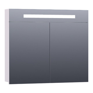 BRAUER Promise spiegelkast - 80x70x15cm - met directe verlichting - 2 enkelzijdige spiegeldeuren - mat wit