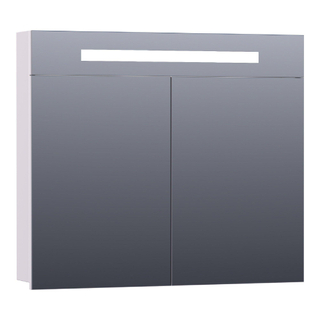 Saniclass 2.0 Armoire de toilette 80x70x15cm éclairage intégré rectangulaire 2 portes pivotantes MDF Blanc mat