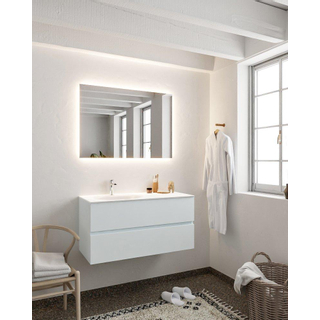 Mondiaz VICA Ensemble de meuble de salle de bain - 100cm - meuble sous-vasque argile - 2 tiroirs - lavabo lune gauche - 1 trou de robinet - version XL 60cm haut