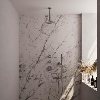 Brauer Douche pluie encastrable brossé Carving - douche principale 20cm - bras plafond 20cm - 3 boutons Carving - douchette à main barre 1 fonction - PVD - inox brossé