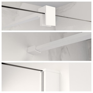 FugaFlow Eccelente Vetro ensemble de profil 200cm + barre de renfort 120cm blanc mat -