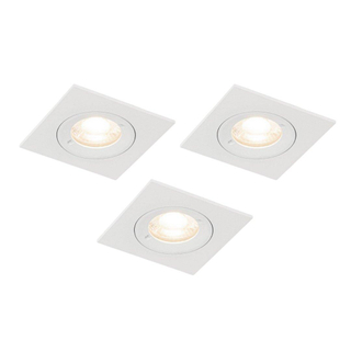 QAZQA Xena Spot encastrable - lot de 3 - 8x8cm - IP44 - Carré - Blanc