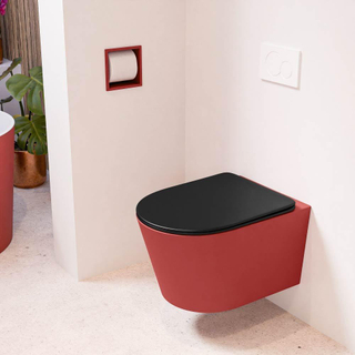 MONDIAZ LAVIE wandclosetpack - 36x53cm - diepspoel - rimless - Fire (rood) - softclose - quick-release - toiletzitting - Urban (zwart)