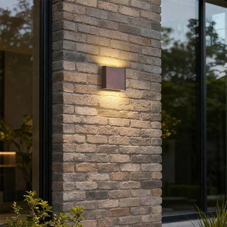 QAZQA Batt wandlamp - 11.5x9x3cm - incl. LED - IP65 - mat roestbruin (koper)