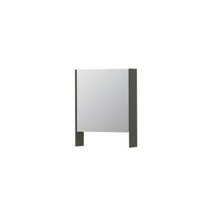 INK SPK3 Spiegelkast - 60x14x74cm - 1 deur - dubbelzijdige Spiegel - open planchet - schakelaar en stopcontact - MDF lak Mat beton groen