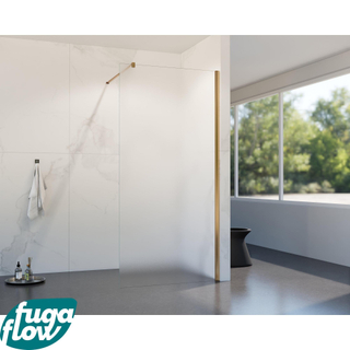 FugaFlow Eccelente Vetro inloopdouche badkamer - 70x200cm - mat glas - wandarm - geborsteld koper