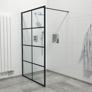 FugaFlow Efficiente Vetro inloopdouche badkamer - 140x200cm - windows frame buitenzijde - anti kalk - mat zwart