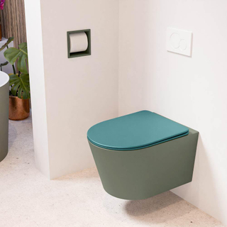 MONDIAZ LAVIE wandclosetpack - 36x53cm - diepspoel - rimless - Army (groen) - softclose - quick-release - toiletzitting - Smag (blauw)