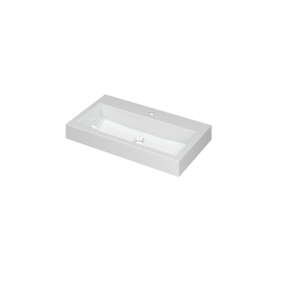 INK Momento wastafel - 80x45x9cm - 1 wasbak - 1 kraangat - polystone wit glans OUTLETSTORE