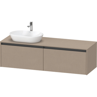 Duravit ketho 2 meuble sous lavabo avec plaque console et 2 tiroirs pour lavabo à droite 160x55x45.9cm avec poignées lin anthracite mat