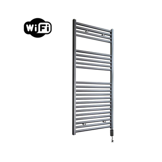 Sanicare HVW Radiateur électrique - 111,8x60cm - 730W - wifi - thermostat - noir - en bas à droite - gunmetal (anthracite)