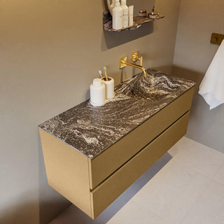 Mondiaz VICA-DLUX ensemble de meuble de salle de bain - 120cm - meuble sous-vasque oro - 2 tiroirs - lavabo encastrée cloud droite - sans trous de robinet - version haute de 60cm - lave