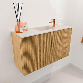 Mondiaz JOYA-DLUX 70cm toiletmeubel - kleur Oak - Wastafel FAYE positie Midden 1 kraangat kleur Meli.