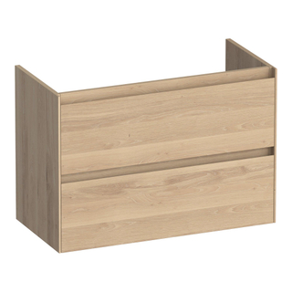 BRAUER Inspire meuble sous lavabo peu profond 80 2 tiroirs softclose - sans poignée - 1 découpe pour le siphon - chêne massif - lamelles chêne naturel