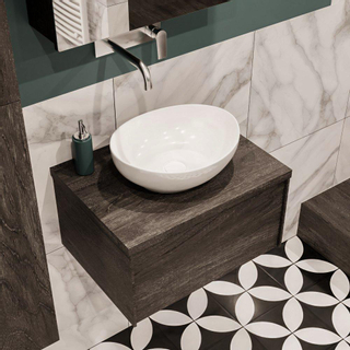 Mondiaz LUSH Meuble salle de bains avec 1 tiroir lavabo BARCO 60x30x45cm Centre sans trou de robinet Dark brown/Brun foncé