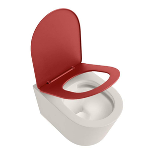 MONDIAZ LAVIE WC suspendu - 36x53cm - sans bride - Fire (rouge) - softclose - quick-release - abattant WC - Linen (offwhite)