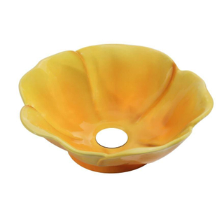 Best Design flower-yellow Vasque à poser - diamètre 40cm - Jaune/rouge