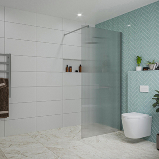 FugaFlow Eccelente Vetro Douche à l'italienne - 100x200cm - verre nervuré - Chrome