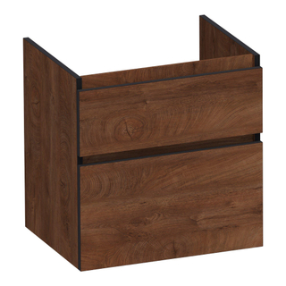 BRAUER Delight Edge wastafelonderkast 60 2 softclose lades - greeploos - 1 sifon uitsparing - Forest Cacao
