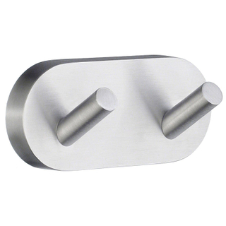 Smedbo Home Handdoekhaak - 9x4cm - dubbel - geborsteld chroom
