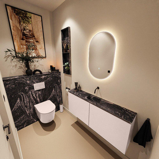 MONDIAZ TURE-DLUX Meuble toilette - 120cm - Rosee - EDEN - vasque Lava - position centrale - sans trou de robinet