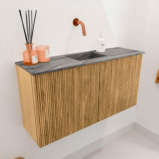 Mondiaz JOYA-DLUX 80cm toiletmeubel - kleur Oak - Wastafel FAYE positie Midden Zonder kraangat kleur Sombra.