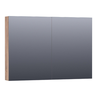 Saniclass Dual Spiegelkast - 100x70x15cm - 2 links- rechtsdraaiende spiegeldeur - MFC - Almond