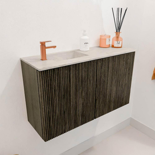 Mondiaz JOYA-DLUX Meuble de toilette 70cm - couleur Shadow - Vasque FAYE position Gauche 1 trou de robinet couleur Ostra.