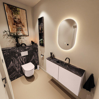 MONDIAZ TURE-DLUX Meuble toilette - 100cm - Rosee - EDEN - vasque Lava - position centrale - 1 trou de robinet