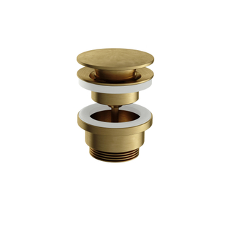 Hotbath Archie Always open plug met schroef rond BBP Geborsteld Messing PVD