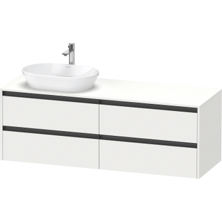 Duravit ketho meuble sous 2 lavabos avec plaque de console et 4 tiroirs pour lavabo à gauche 160x55x56.8cm avec poignées anthracite white matt