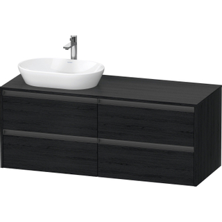 Duravit ketho meuble sous 2 vasques avec plaque console et 4 tiroirs pour vasque à gauche 140x55x56.8cm avec poignées chêne anthracite noir mat