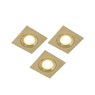 QAZQA Xena inbouwspot - set van 3 - 8x8cm - IP44 - vierkant - goud