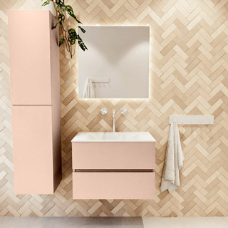 Mondiaz VICA Ensemble de meuble de salle de bain - 70cm - meuble sous vasque rosee - 2 tiroirs - lavabo cloud milieu - 1 trou de robinet - version haute de 60cm - talc