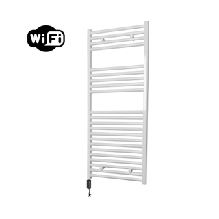 Sanicare HVW Radiateur électrique - 111,8x60cm - 730W - wifi - thermostat - noir - en bas à gauche - blanc