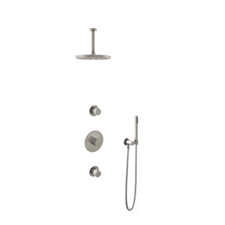 Hotbath Buddy IBS Regendoucheset - 15cm plafondarm - 25cm ronde hoofddouche - staafhanddouche - geborsteld nikkel