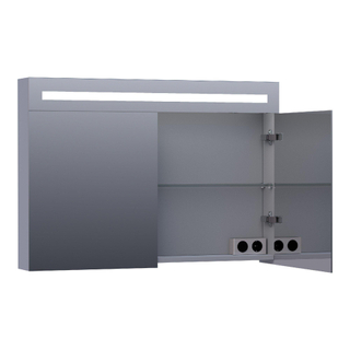Saniclass Double Face Spiegelkast - 100x70x15cm - verlichting - geintegreerd - 2 links- rechtsdraaiende spiegeldeur - MDF - mat grijs