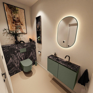 MONDIAZ TURE-DLUX Meuble toilette - 80cm - Army - EDEN - vasque Lava - position centrale - 1 trou de robinet