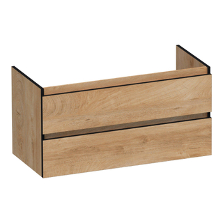 BRAUER Joy Edge wastafelonderkast 100 2 softclose lades - greeploos - 1 sifon uitsparing - Forest Tan