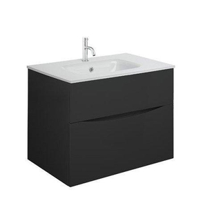 Crosswater Glide II ensemble de meubles de salle de bain - 70x45x52cm - 2 tiroirs sans poignée softclose - noir mat - trou de robinetterie - blanc